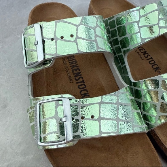 Women’s Birkenstock Arizona Gator Gleam Mineral Two-Strap Sandal Size 39 / 8-8.5 - Picture 3 of 14